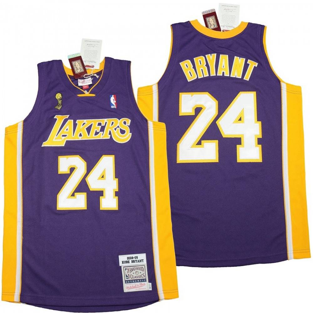 Men's Los Angeles Lakers Road Final Kobe Bryant #24 Throwback Purple 08-09 Hardwood Jersey-Pro Kit Vault | Brand New 26/27 Sports Jerseys